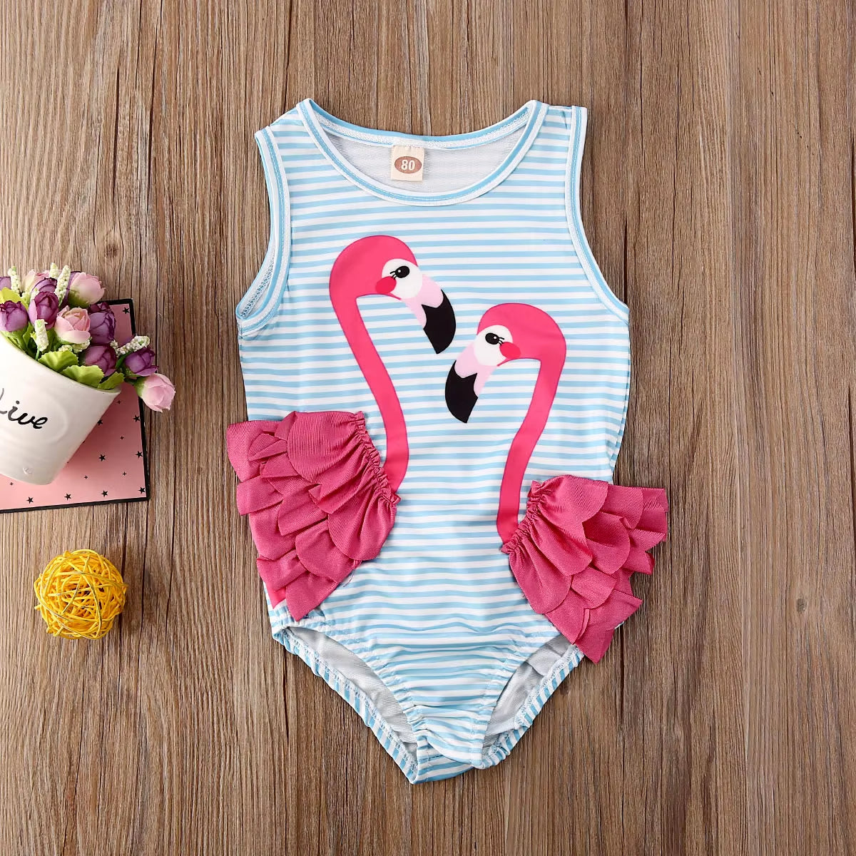 Summer Flamingo Kid Baby Girl One Piece Bikini Swimwear Bathing Suit Swimsuit Beach Bodysuit Clothing