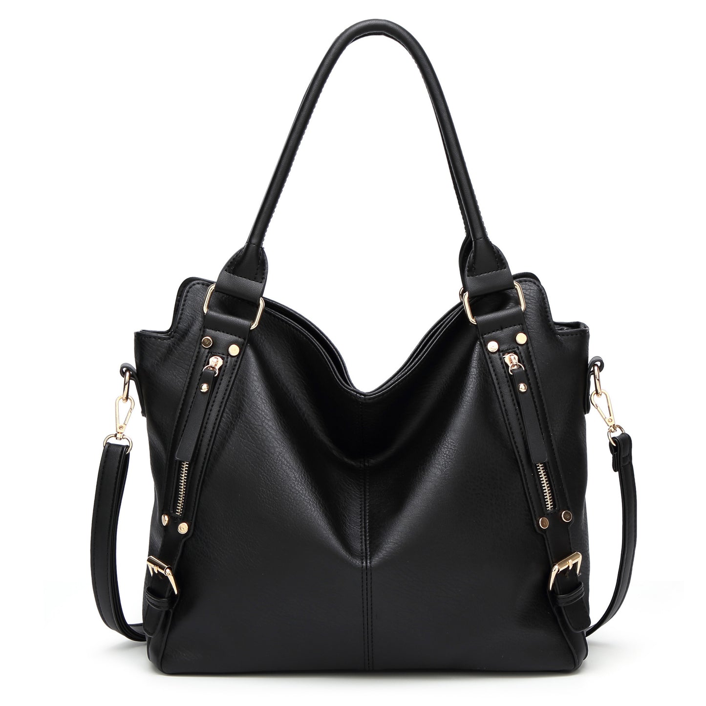 Stylish vintage tote women's wild bags in black PU, perfect for mobile, wallet, and magazines.