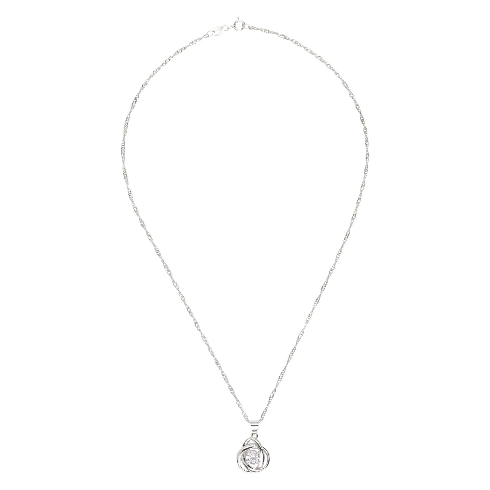 Round Knot Pendant Necklace with Cubic Zirconia