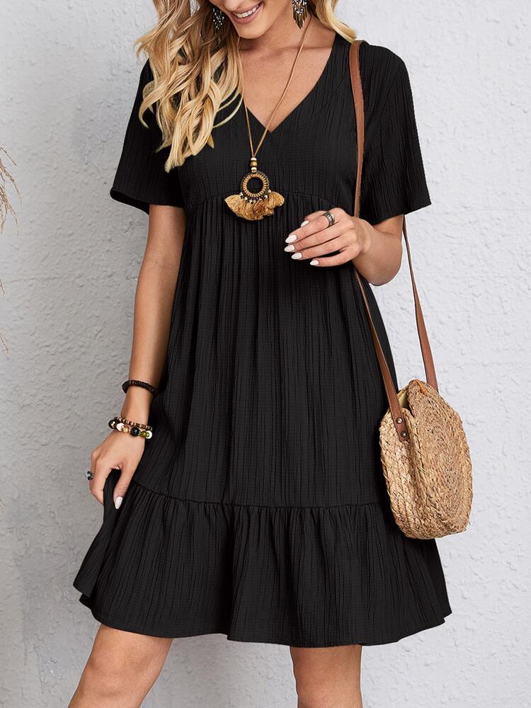 V-neck Short Sleeve Dress \