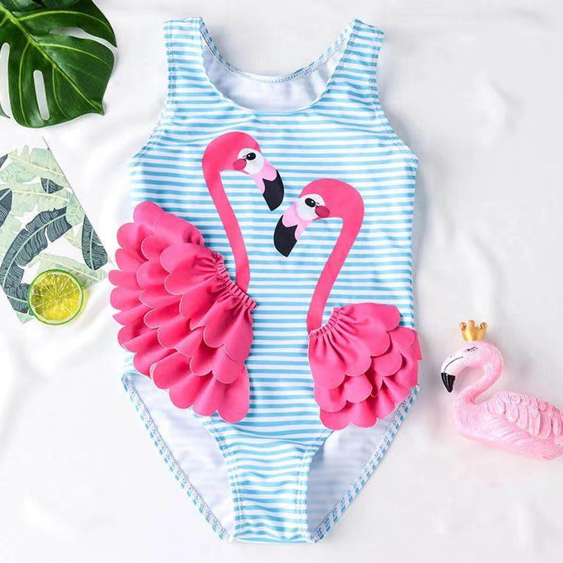 Summer Flamingo Kid Baby Girl One Piece Bikini Swimwear Bathing Suit Swimsuit Beach Bodysuit Clothing