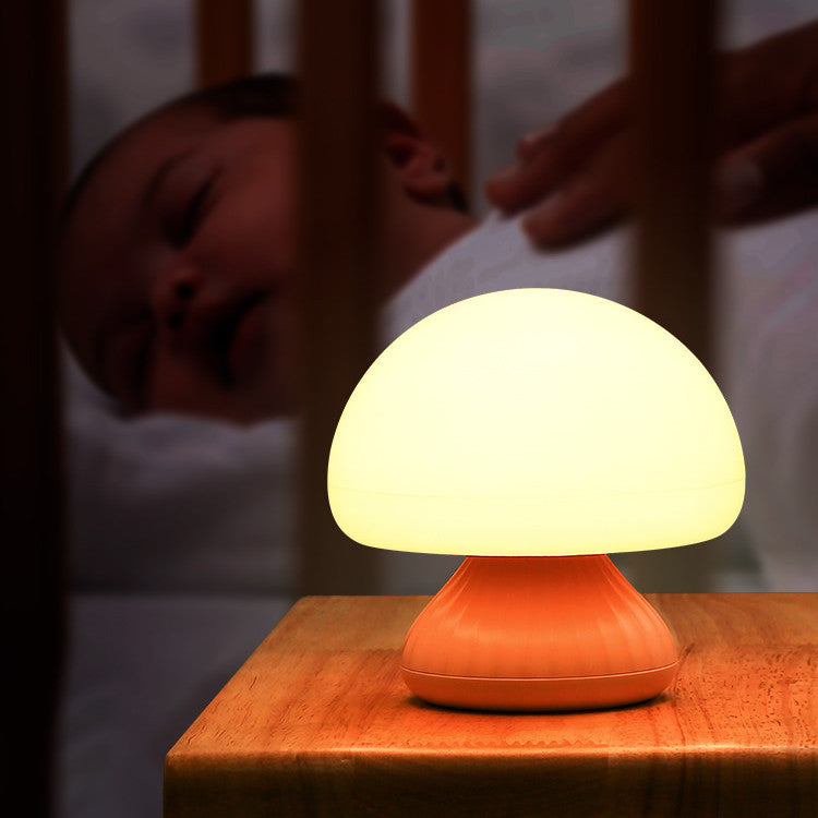 Bedside Bedroom With Sleeping Mushroom Night Light