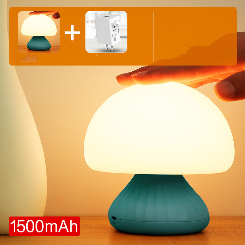 Bedside Bedroom With Sleeping Mushroom Night Light